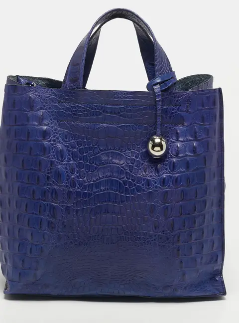 Furla Divide It Purple Croc Embossed Leather Tote