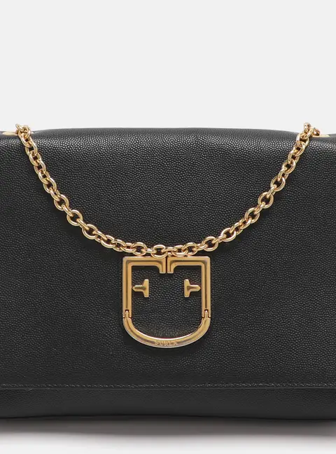 Furla Viva Black Leather Shoulder Bag
