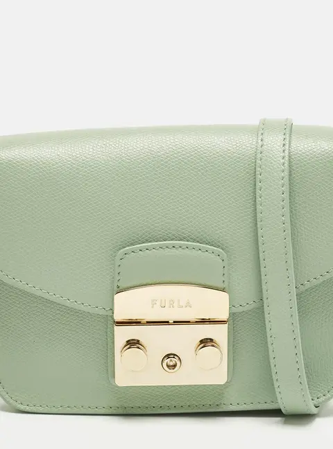 Furla Metropolis Mini Light Green Leather Crossbody Bag