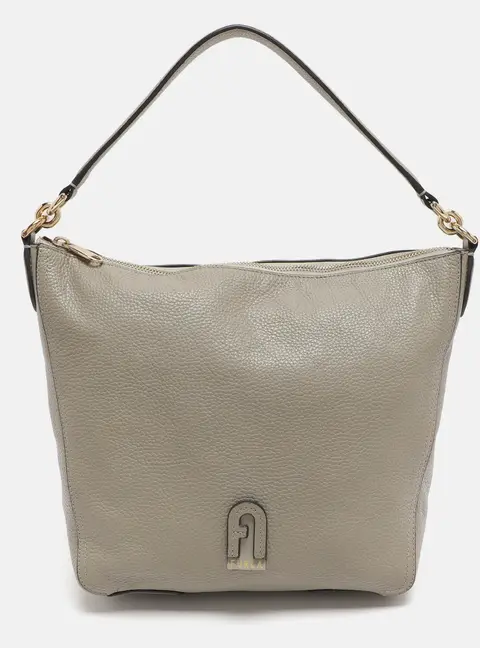 Furla Atena Grey Leather Hobo