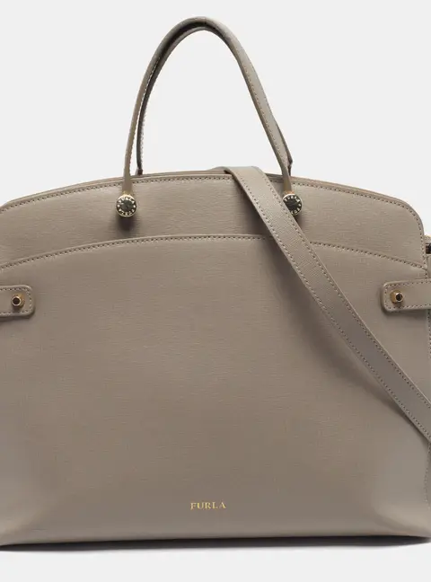 Furla Agata Large Beige Leather Satchel