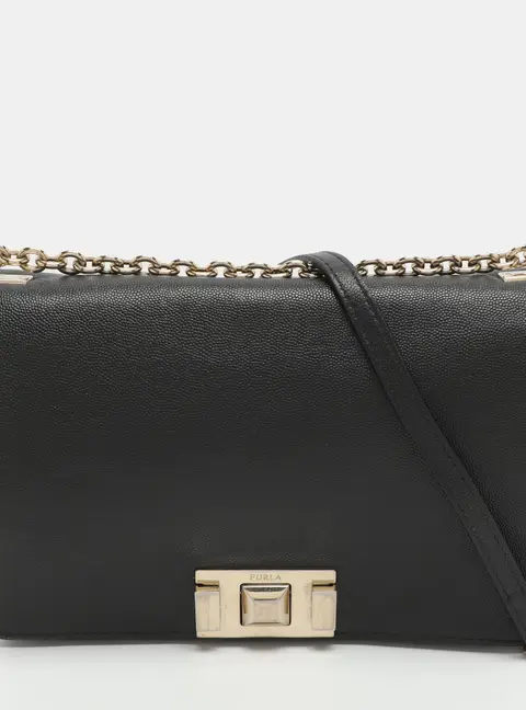 Furla Black Leather Shoulder Bag