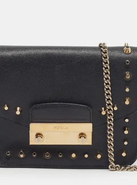 Furla Metropolis Mini Black Leather Crossbody Bag