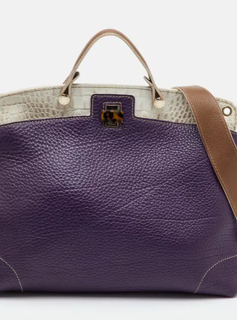 Furla Piper Cartella Small Multicolor Leather and Croc Embossed Leather Top Handle Bag