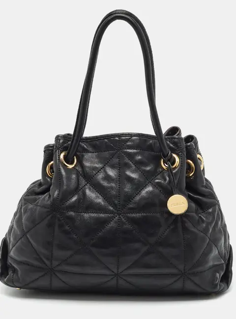 Furla Black Quilted Leather Tote