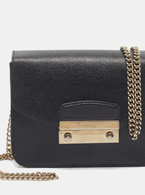 Furla Metropolis Mini Black/White Leather Crossbody Bag