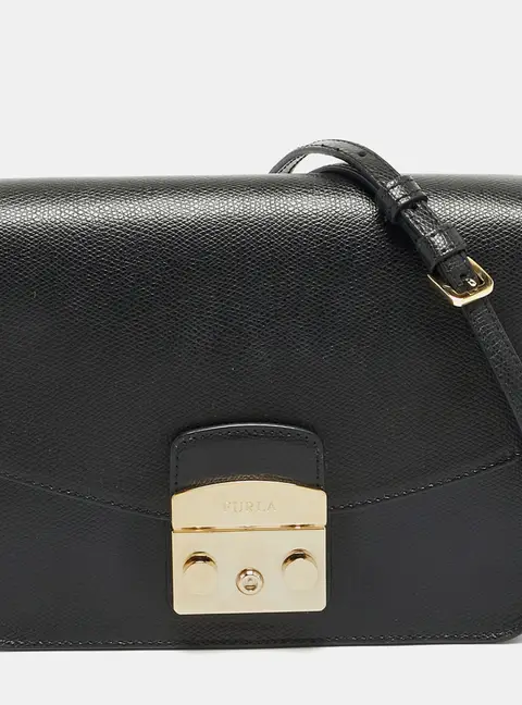Furla Metropolis Black Leather Shoulder Bag