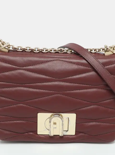 Furla 1927 Small Red Quilted Leather Crossbody Bag