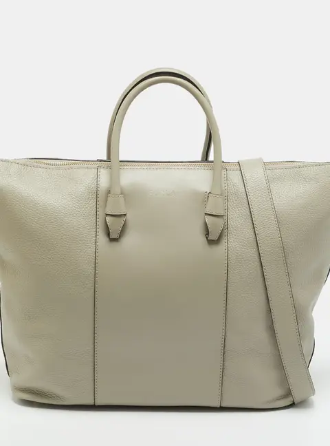 Furla Miastella Grey Leather Shopper Tote