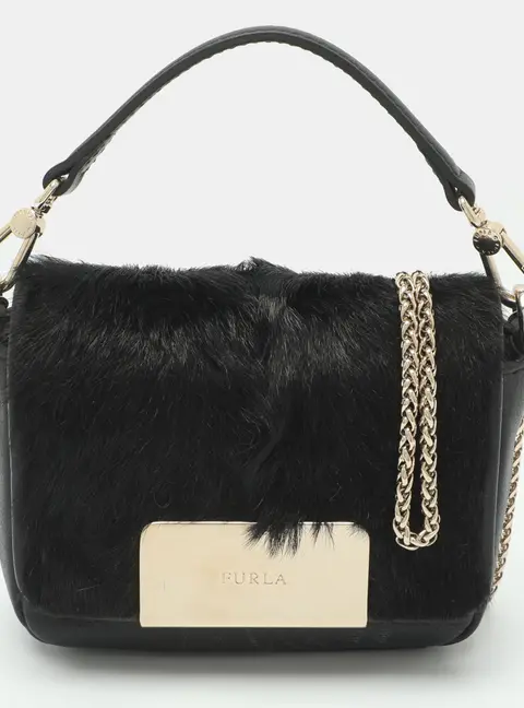 Furla Metropolis Mini Black Leather Crossbody Bag