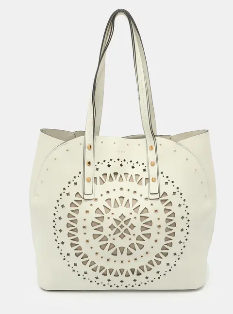 Furla Aurora White Leather Shoulder Bag