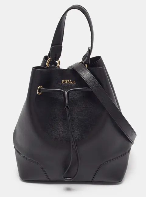 Furla Stacy Medium Saffiano Leather Drawstring Bucket Bag