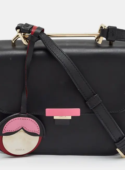 Furla Elisir Black Leather Crossbody Bag