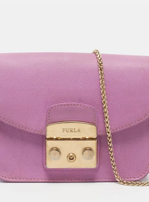 Furla Metropolis Mini Lilac Leather Crossbody Bag