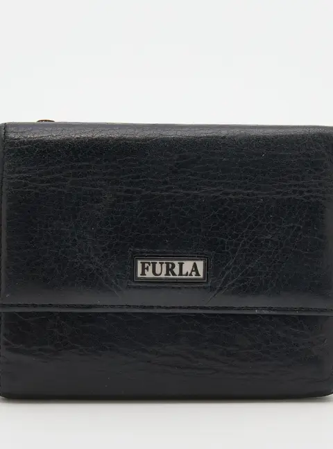 Furla Black Leather Trifold Wallet