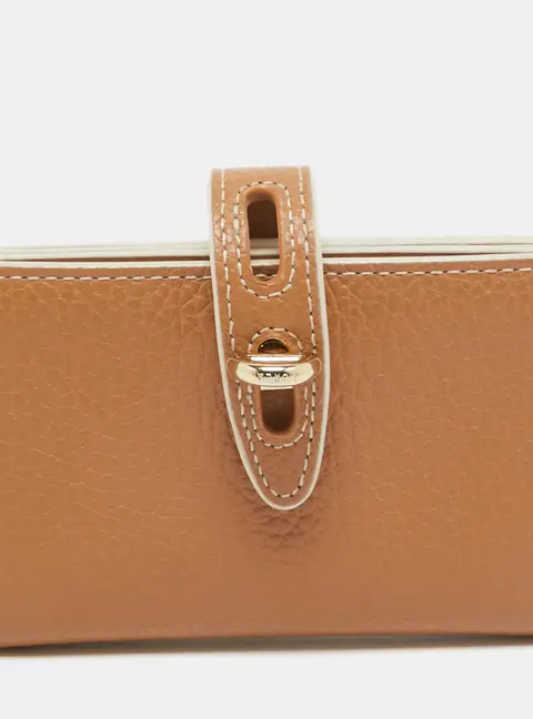 Furla Light Brown Leather Flap Compact Wallet