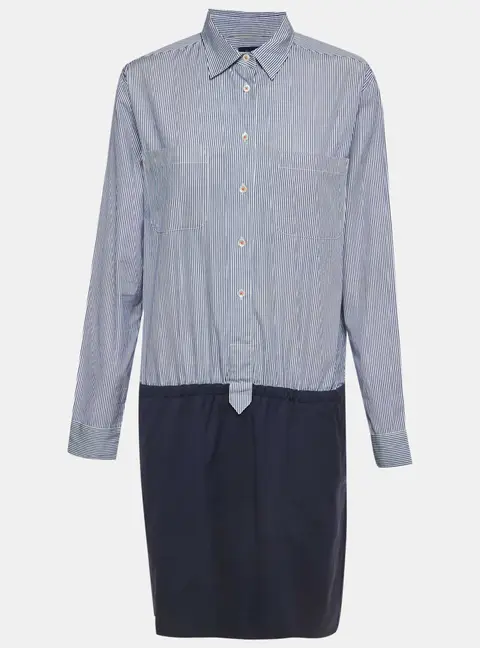 Faconnable Blue/White Stripe Cotton Shirt Dress M