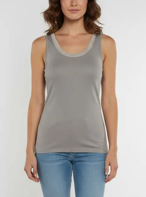 Fabiana Fillipi Grey Rib Knit Tank Top S