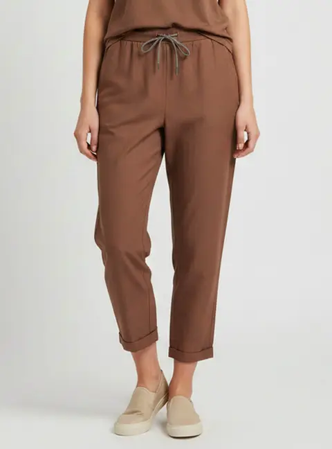 Fabiana Filippi Brown Monili Embellished Linen Blend Trousers M
