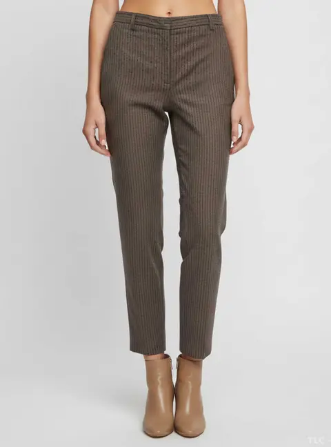Fabiana Filippi Brown Striped Wool Blend Straight Leg Trousers S