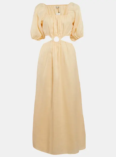 Faithfull The Brand Orange Linen Cut-Out Trianita Maxi Dress M