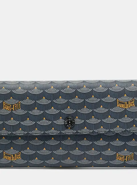 Faure Le Page Blue/Black Coated Canvas Continental Flap Wallet