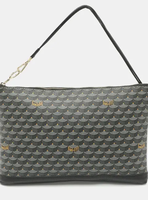 Faure Le Page Gris Acier Scale Coated Canvas and Leather Wristlet