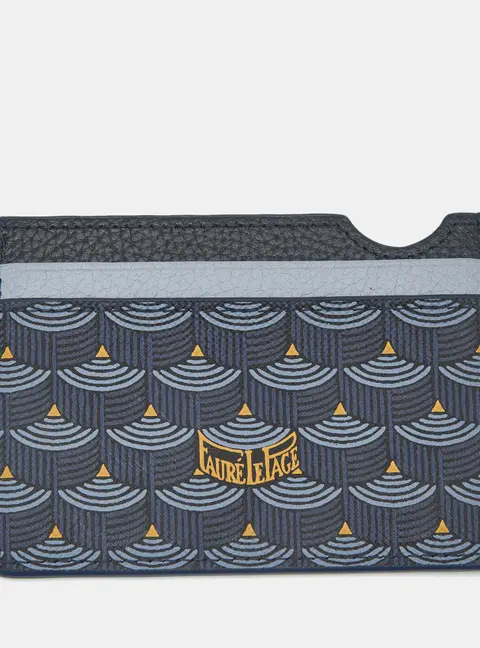 Faure Le Page 4CC Blue Coated Canvas and Leather Card Holder