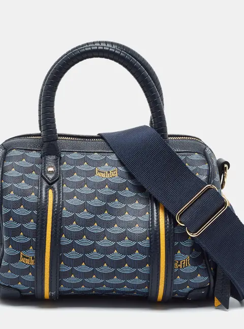Faure Le Page Navy Blue Dream 19 Coated Canvas and Leather Satchel