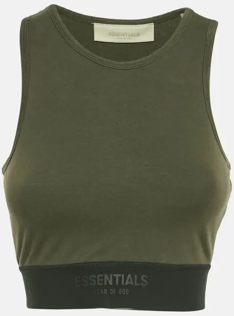 Fear of God Essentials Military Green Cotton Knit Sport Tank Top S
