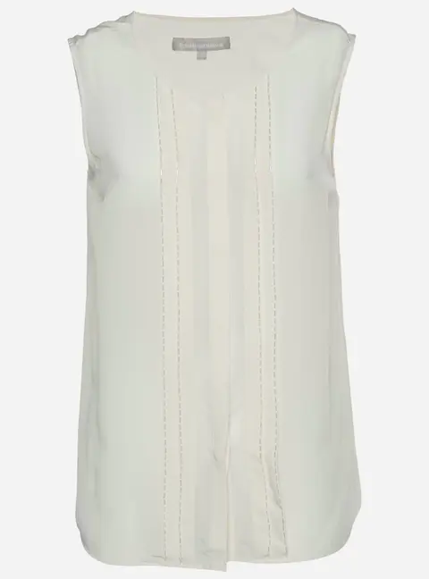 Fenn Wright Manson Cream Silk Button Up Sleeveless Top M