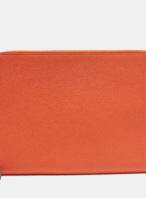 Fendi Document Zip Orange Leather Pouch
