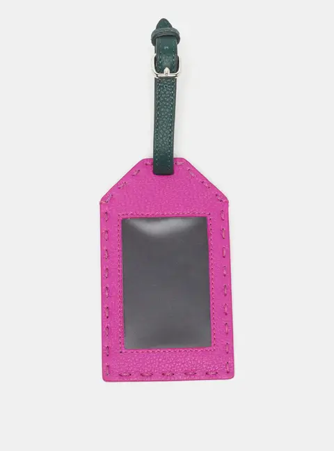 Fendi Pink/Green Leather Travel Tag
