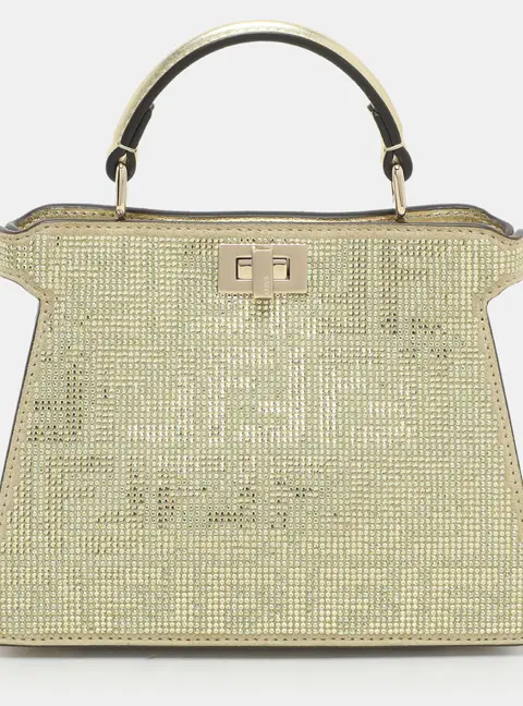 Fendi Green Suede Embellished Peekaboo ISeeU Petite Bag