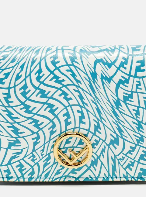 Fendi F is Fendi Blue/White Vertigo Leather Bifold Wallet