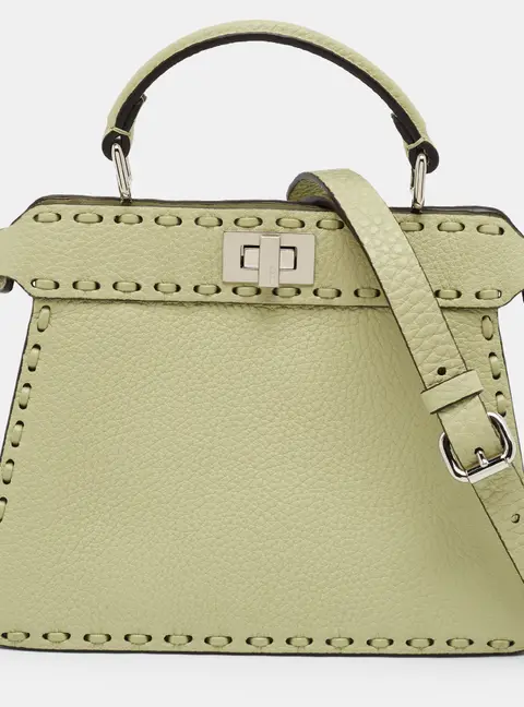 Fendi Peekaboo ISeeU Petite Light Green Selleria Leather Top Handle Bag