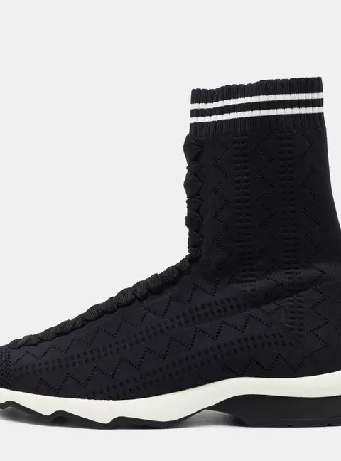 Fendi Black Knit Fabric Sock High Top Sneakers Size 40