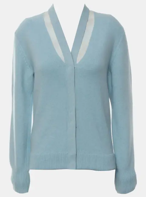 Fendi Blue Wool, Cashmere Knitted Cardigan XS