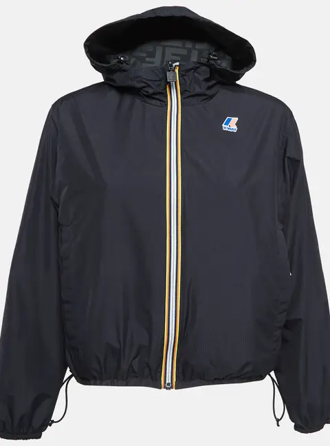 Fendi x K-Way Black Synthetic Reversible Bomber Jacket XS