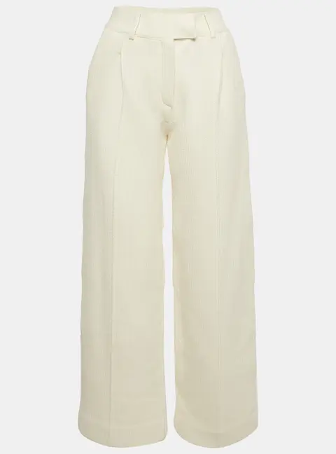 Fendi Beige Cotton Knit Wide-Leg Trousers S