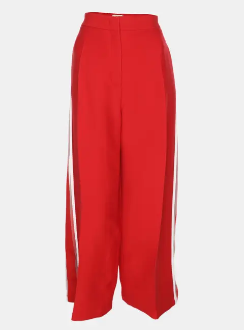Fendi Red Cady Wide Leg Trousers M
