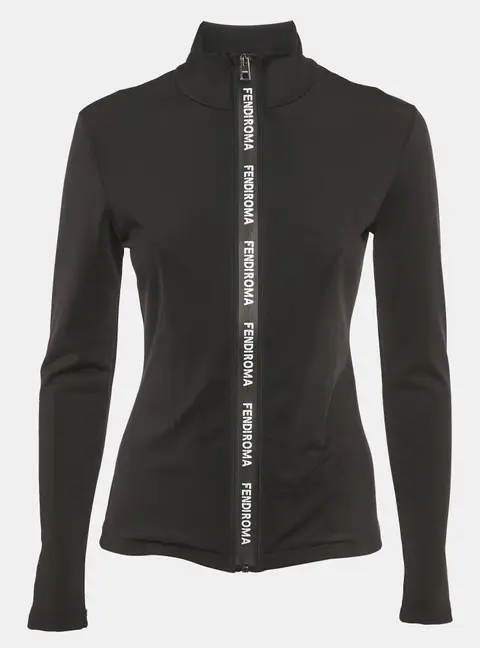 Fendi Black Jersey Logo Band Zip-Up Track Jacket S