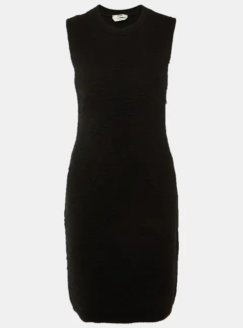 Fendi Black Pattered Knit Short Dress M
