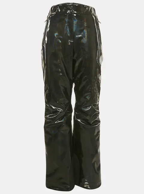 Fendi Black Logo Strip Holographic Synthetic Ski Pants L