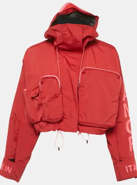 Fendi Red Synthetic Amor Short Hooded Jacket XS