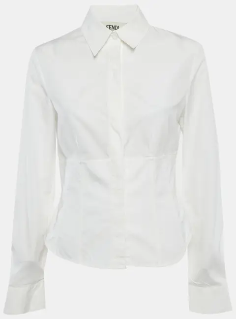 Fendi White Cotton Corset Shirt S