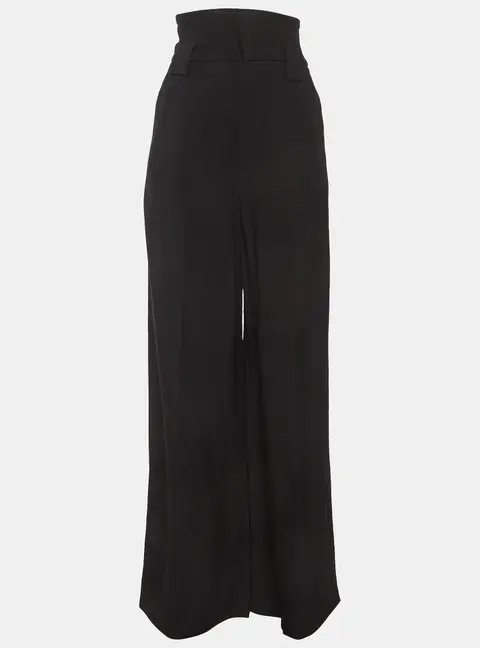 Fendi Black Crepe Wide Leg High Rise Trousers S