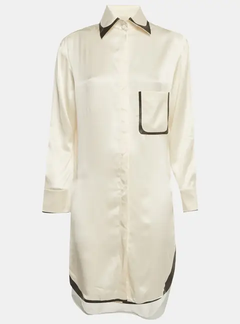 Fendi Cream Silk Shirt Midi Dress S
