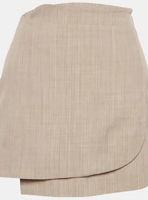 Fendi Beige Wool Wrap Style Mini Skirt XS