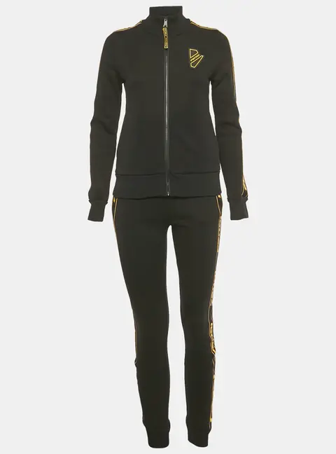 Fendi Black Logo Applique Cotton Tracksuit S